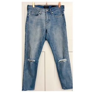 Banana Republic Classic Blue Frayed Hem Skinny Ankle Jeans